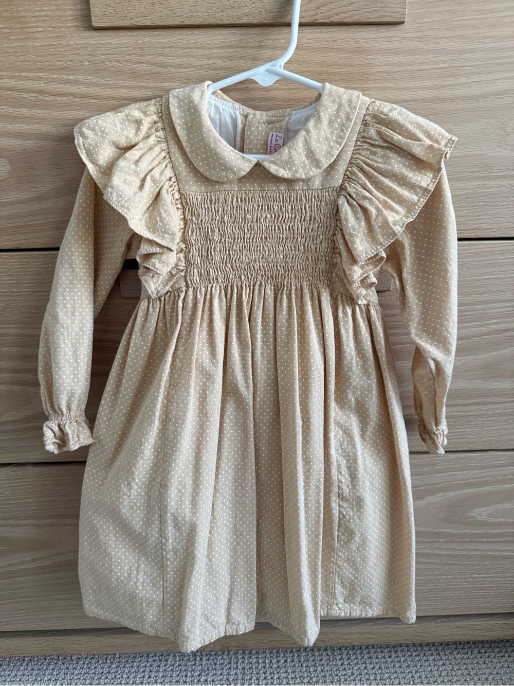 La Coqueta Girls' Light Yellow Ruffle Long-Sleeve Dress